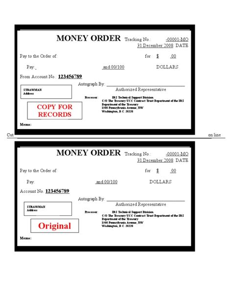 Money Order Template Printable
